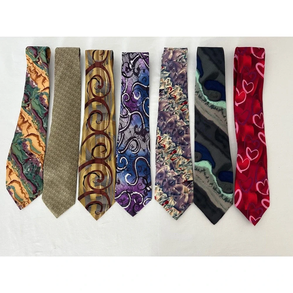 Vtg Garcia Silk Tie Lot 7 Neckties Abstract Psychedelic Art Grateful Dead Mixed - Picture 1 of 3